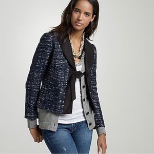 J. Crew Midnight Tweed Gala Jacket. Blue, black and white. Gorgeous! Size 8